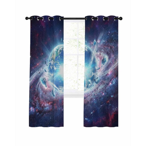 Galaxy Explosion Blackout Curtains 84 Inch Length Abstract Art Earth Universe Modern Thermal Insulated Window Curtain Window Drapes 2 Panels for Bedroom Living Room 42"Wx84"L