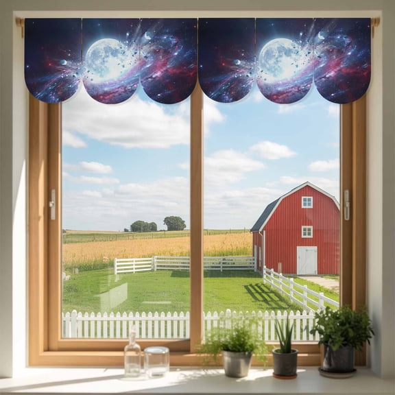 Galaxy Explosion Door Banner Abstract Art Moon Universe Modern Small Scalloped Hanging Banner for Door, Hanging Flag Backdrop Decoration for Wall Window Party 3pcs, 8 x 12 Inch