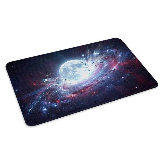 Galaxy Explosion Doormat Abstract Art Moon Universe Modern Non Slip Low Profile Rubber Door Mat Washable Absorbent Indoor Front Door Mat Entryway Rug Entrance Carpet 16x24 Inch