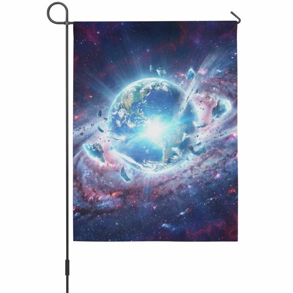 Galaxy Explosion House Flag 28 x 40 Inches, Abstract Art Earth Universe Modern Weather Proof Outdoor Patio Flags Double Sided Small House Decoration for Yard Lawn Outside Home