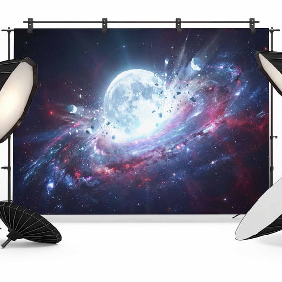 Galaxy Explosion Photography Backdrop 7x5FT, Abstract Art Moon Universe Modern Photo Backdrops, Background for Photography Studio Photo Studio Background, Back Drop for Photoshoot