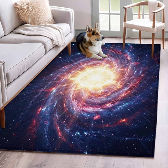 Galaxy Explosion Planet Area Rugs 4x6 ft Moon Outer Space Cool Modern Washable Rug Non Slip Indoor Carpet Absorbent Floor Mat for Living Room Bedroom Dining Room