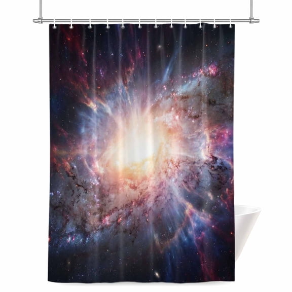 Galaxy Explosion Shower Curtain, Abstract Art Solar System Universe Modern Waterproof Shower Curtain Set with 12 Hooks Lightweight Bath Curtains Fabric Bathroom Decor 36x72 Inches
