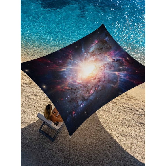 Galaxy Explosion Sun Shade Sail 14' x 18', Abstract Art Solar System Universe Modern Rectangle Outdoor Sunshade Canopy, Waterproof UV Block Patio Covers for Garden Yard Beach