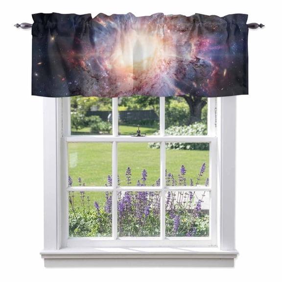 Galaxy Explosion Valance Curtain for Windows Abstract Art Solar System Universe Modern Rod Pocket Curtain Valances Short Window Treatments Panels for Kitchen Bathroom Laundry Basement 42 x 18 Inch