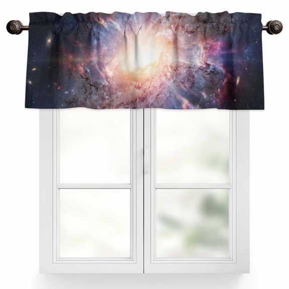 Galaxy Explosion Valances for Windows Abstract Art Solar System Universe Modern Valance Curtains Rod Pocket Bathroom Small Window Treatments for Kitchen Living Room Bedroom, 42"x12"
