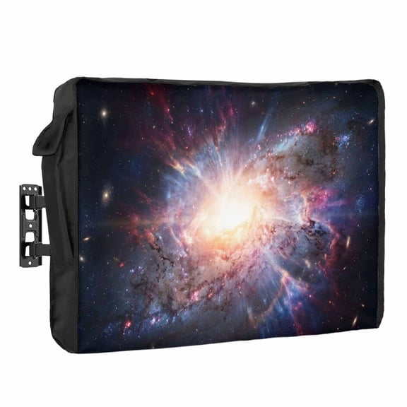 Galaxy Explosion Waterproof Outdoor TV Cover, Abstract Art Solar System Universe Modern Outside Weatherproof TV Enclosures for 40 to 43 Inch LCD Television Shield Flat Screen Protectors