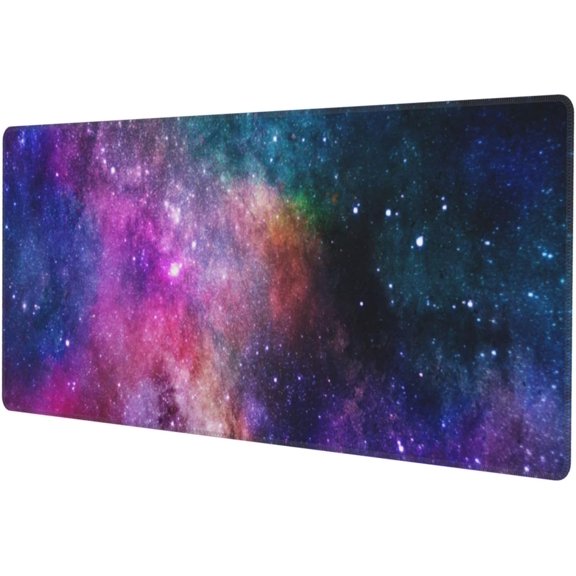 Galaxy Extended Large Gaming Mouse Pad Non Slip Rubber Base Mousepad Stitched Edges 31.5 X 11.8 Inch