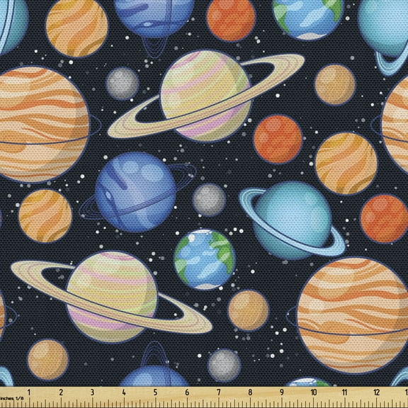 Ambesonne Galaxy Fabric by the Yard Upholstery, Galaxy Space Art Solar, 1 Yard, Multicolor