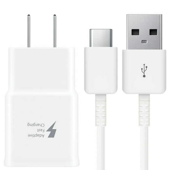 Galaxy Fast Charger, Adaptive Fast Charging USB Wall Charger Plug with 4FT USB Type C Cable Replacement for Samsung Galaxy S10 S10+ Plus, S20, S20+, S21, S21 Ultra Note 9 Note 8, White