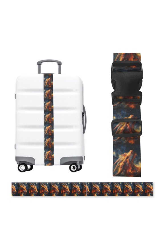 Galaxy Fire Dragon Adjustable Luggage Strap, 2-Inch Wide Heavy-Duty Suitcase Belt, Buckle Travel Bag Securing Band