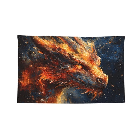 Galaxy Fire Dragon Four Hole Decorated Banner Flag for Garden Yard Home Decoration Indoor Outdoor 3x5 Ft
