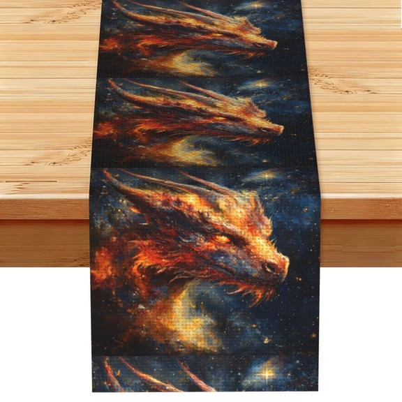 Galaxy Fire Dragon Table Runner 13x72 Inch for Dining Table Kitchen Wedding Party Decor Fireplace Mantle