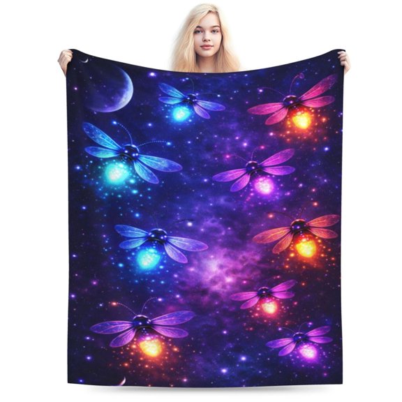 Galaxy Firefly Night Blanket Fantasy Space Throw Blanket Soft Cozy Blanket for Couch Bed Christmas Winter Gift Decor 50x40