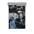 thumbnail image 1 of Galaxy Fitted Sheet & Pillow Sham Set, Solar System All 8 Planets and the Sun Pluto Jupiter Mars Venus Science Fiction, Decorative Printed 6 Piece Bedding Decor Set, Full, Black Grey, by Ambesonne, 1 of 3