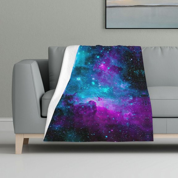 Galaxy Flannel Fleece Blanket All Season Flannel Throw For Sofa Bed Car Outdoor Home 32x48 Inch