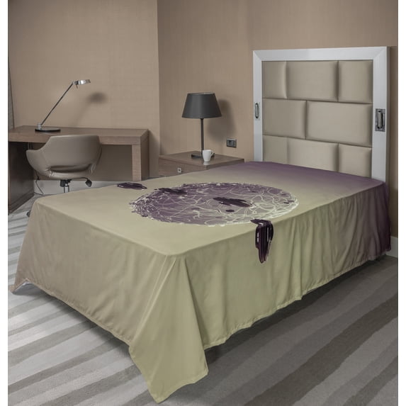 Ambesonne Galaxy Flat Sheet, Fiction Space Warfare, Twin Size, Brown Grey