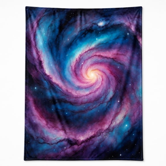 Galaxy Fleece Throw Blanket, Spiral Space Art Polyester Blanket