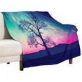 Galaxy,Fleece Throw Blanket Ultra Soft Cozy Decorative, Lonely Tree