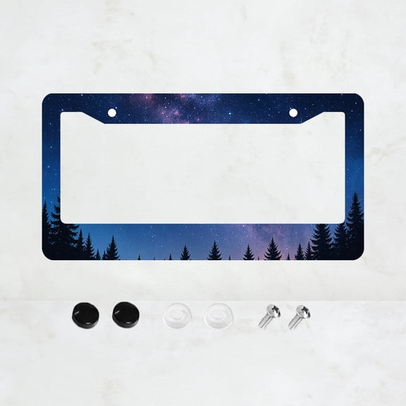 Galaxy Forest License Plate Prame Aluminum Rust-Proof Auto Parts License Plate Decorative Screws Fit Standard 2 Holes 1 U.S. License Plate, 12.2x 6.3 Inch