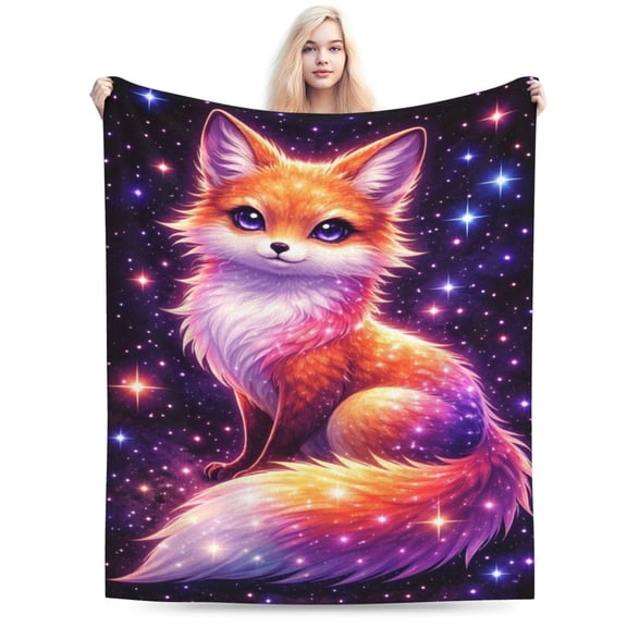 Galaxy Fox Blanket Cute Animal Throw Blanket Soft Cozy Blanket for Couch Bed Kids Birthday Gift Decor 50x40