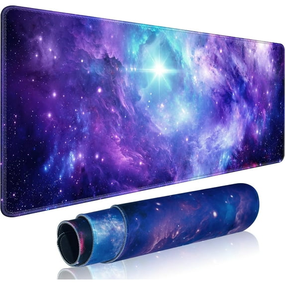 Galaxy Gaming Mouse Pad Large,XL Desk Pad Computer Mouse Pad for Keyboard with Stitched Edges, Anti-Slip Base,Waterproof Mousepad,Big Mouse Pad for Gamer,Office &Home(Purple,31.5" x 11.8")