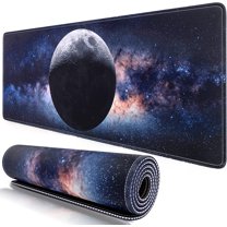 Galaxy Gaming Mouse Pad XL - Computer/Laptop Deskpad (31.5x11.8IN, 4MM Thick) Waterproof/Nonslip Base/Stitched Edges | Office/Gaming XL Mousepad XL Desk Pad, Full Desk Mousepad - Space Nebula Moon Art