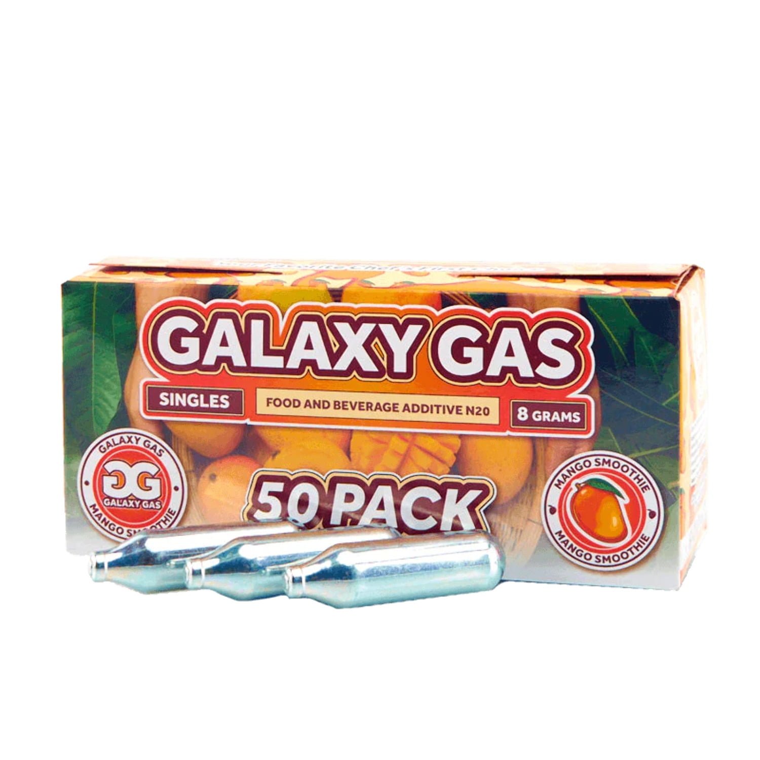 Galaxy Gas 8g N2o Whip Cream Chargers 50 Count Mango Smoothie