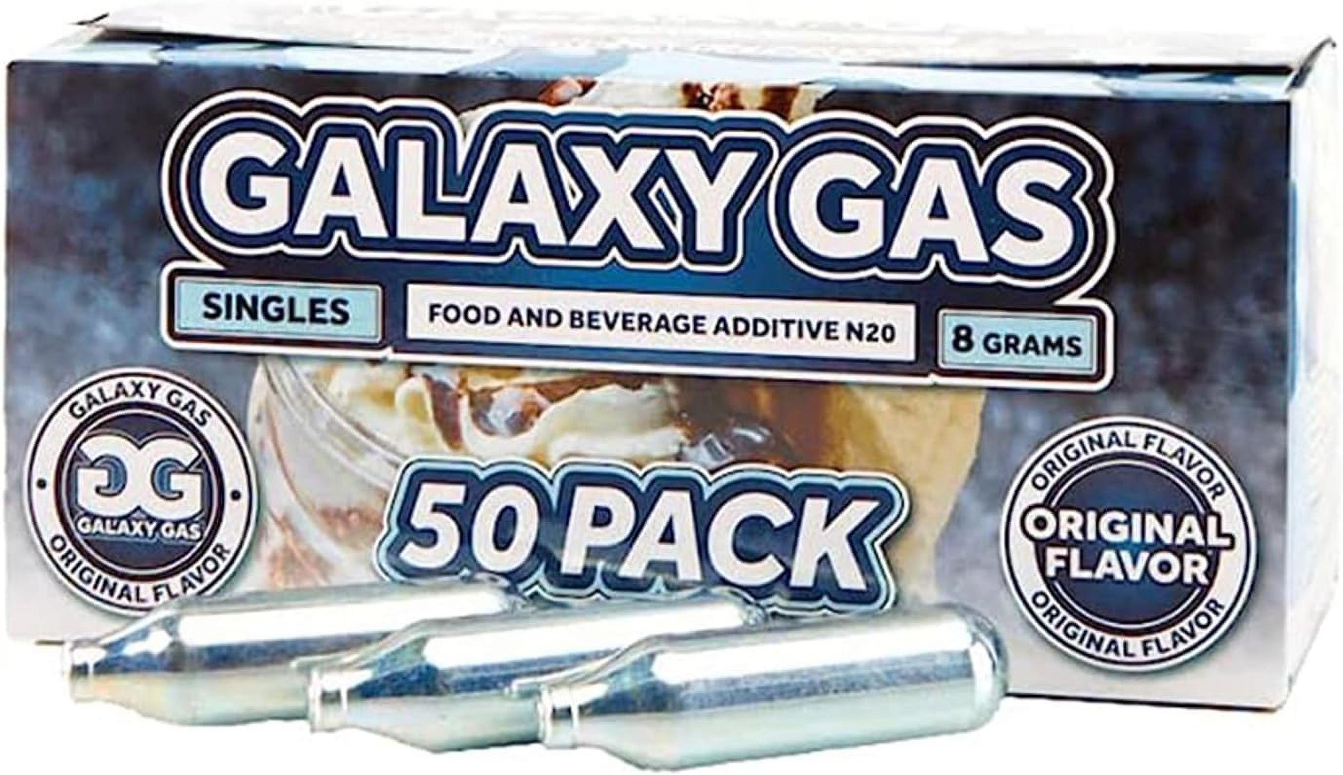 Galaxy Gas Original Flavor Whipped Cream Chargers, Nitrous Oxide 8 Gram