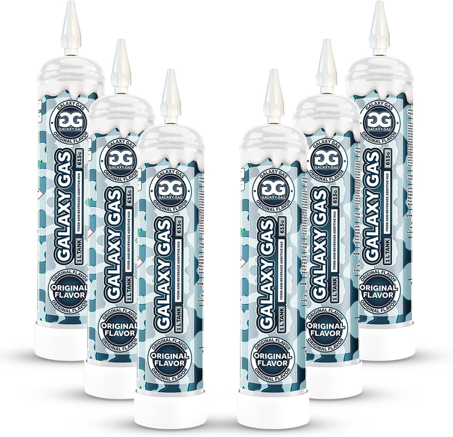 Galaxy Gas Original Flavor Whipped Cream Dispenser Cartridge Tank, Nitrous Oxide 1L 615 Gram