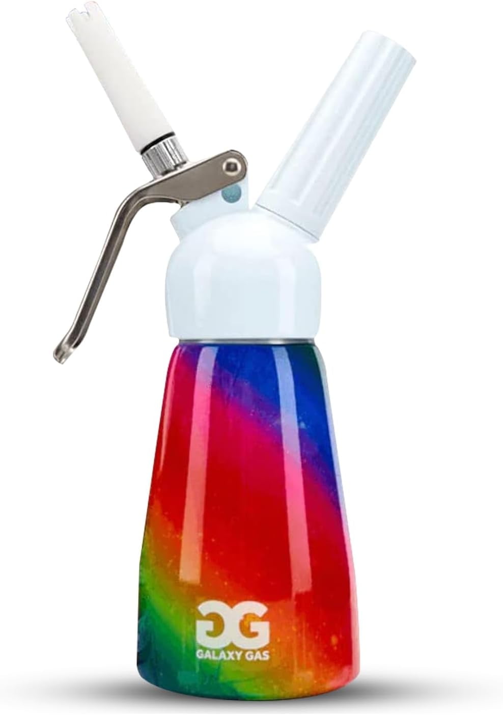 Galaxy Gas Rainbow Color Whipped Cream Dispenser, Half Pint Plastic
