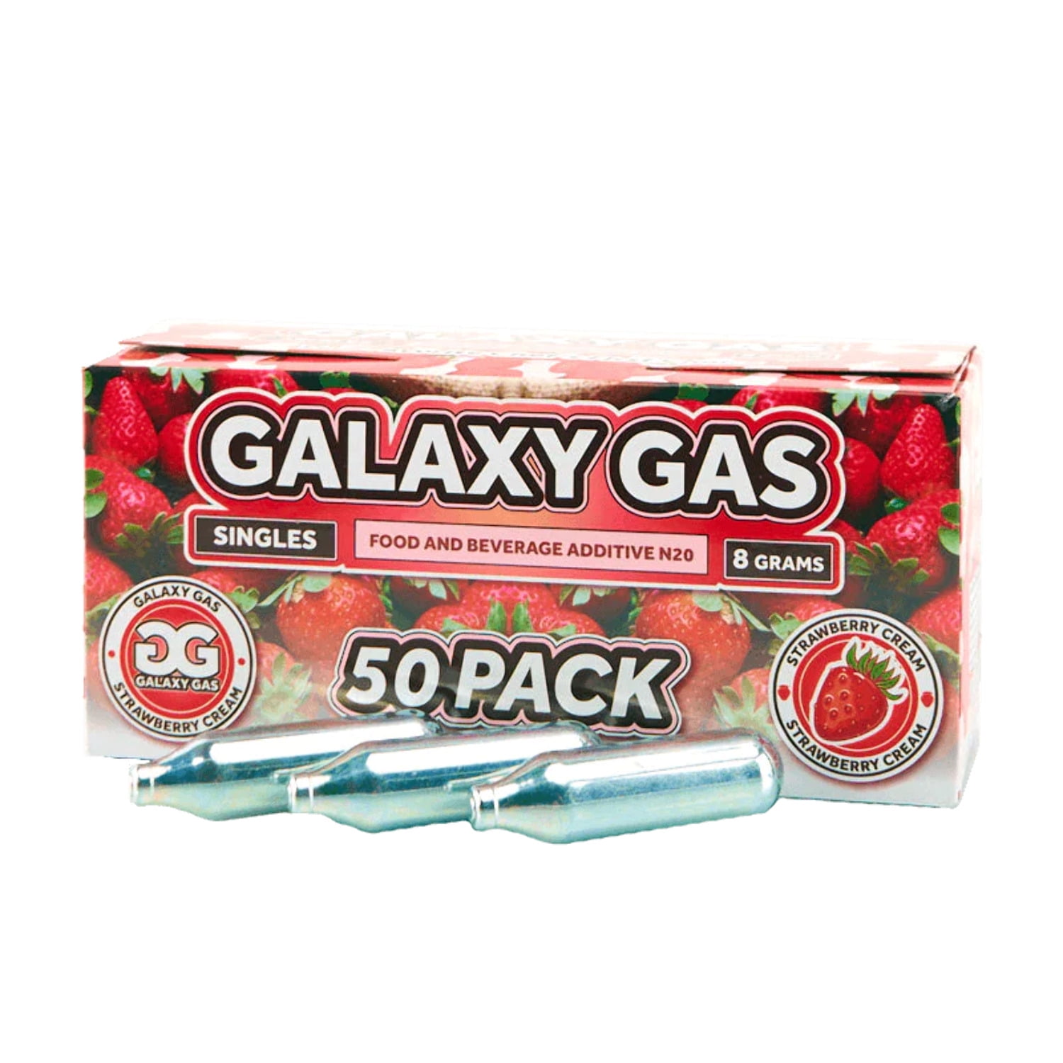 Galaxy Gas Strawberry Flavor Whipped Cream Chargers, Nitrous Oxide 8