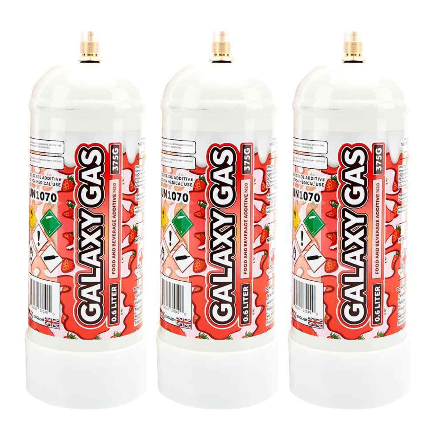 Galaxy Gas Strawberry Flavor,Whipped Cream Dispenser Cartridge Tank, Nitrous Oxide 0.6L 375 Gram