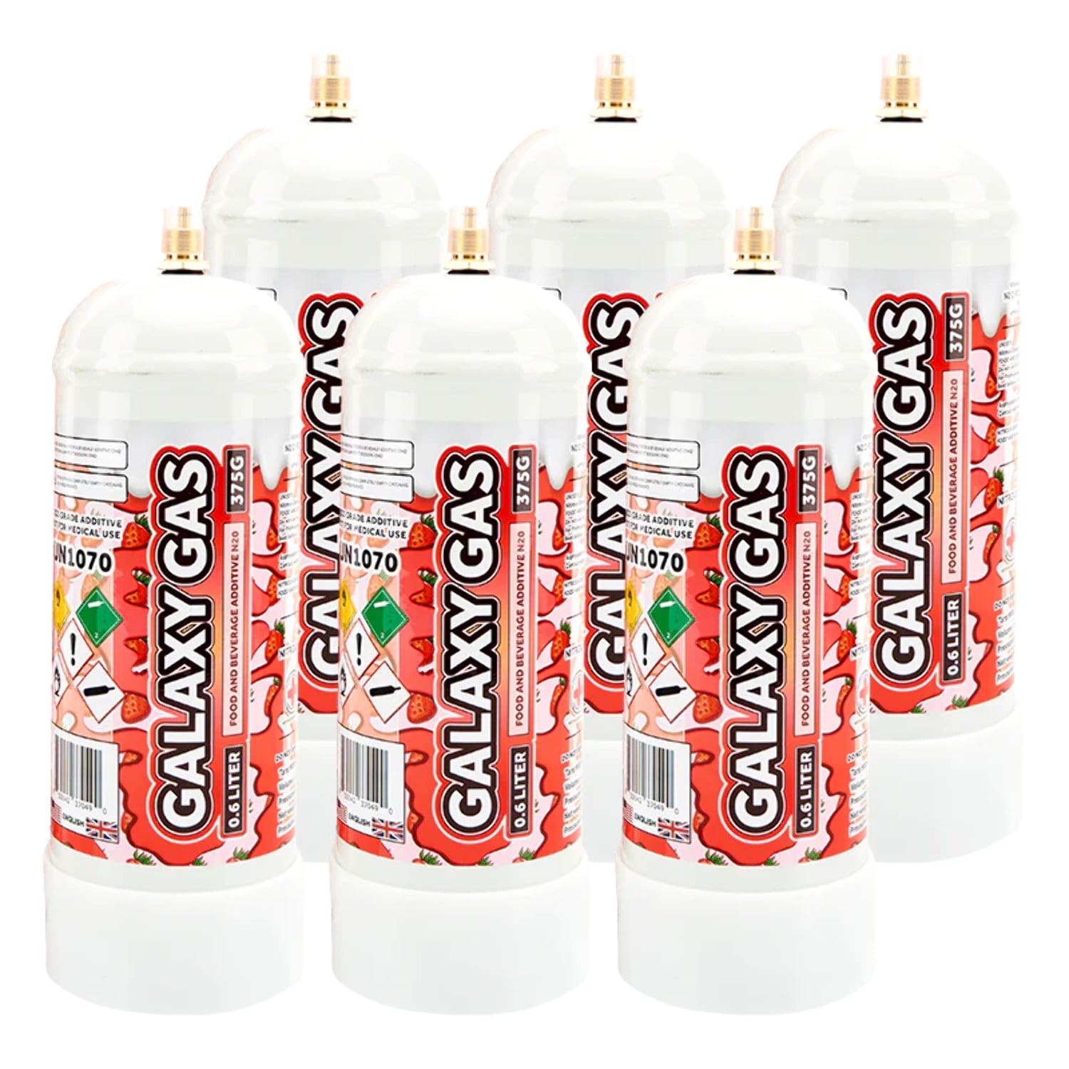 Galaxy Gas Strawberry Flavor Whipped Cream Dispenser Cartridge Tank, Nitrous Oxide 0.6L 375 Gram