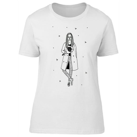 Galaxy Girl With Flowers T-Shirt Women -Image by Shutterstock, Female x-Large
