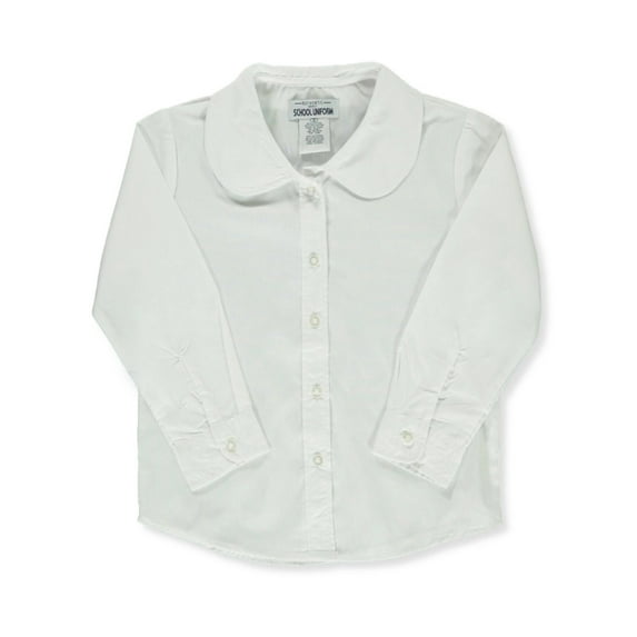 Galaxy Girls' L/S Peter Pan Button Up Shirt - white, 16 (Big Girls)