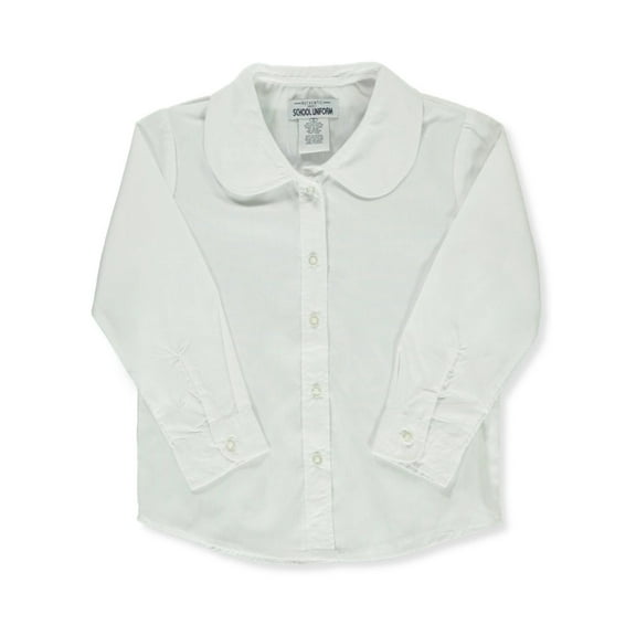 Galaxy Girls'  L/S Peter Pan Button Up Shirt Color: white Size: 20