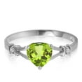 thumbnail image 1 of Galaxy Gold GG 14K White Gold 0.47 Carat Natural Heart-Shaped Peridot and Genuine Diamonds Heart Ring - August Birthstone - Abundance & Joy - Sizes 5.5 to 11 - Fine Jewelry for Women, 1 of 1
