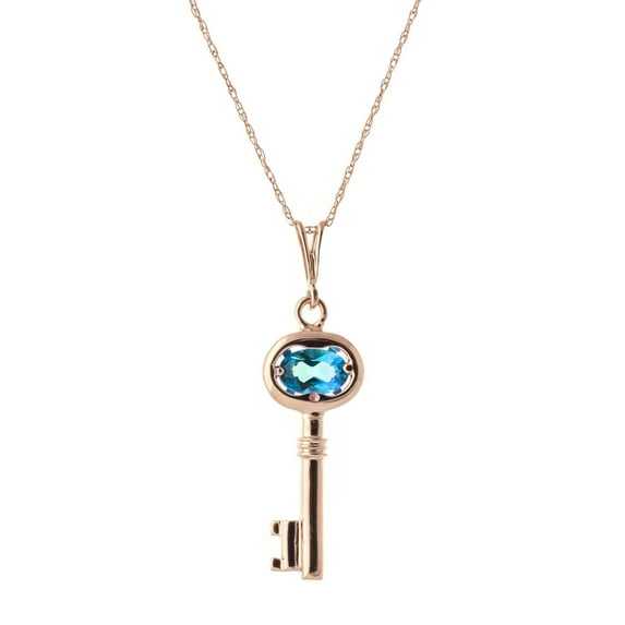 Galaxy Gold 14K Rose Gold 0.5 Carat Blue Topaz Pendant Necklace - December Birthstone - Communication & Serenity - 16" to 24" - Fine Jewelry for Women