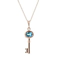 thumbnail image 1 of Galaxy Gold 14K Solid Gold 0.5 Carat Natural Blue Topaz Pendant Necklace for Women - Rose Gold Fine Jewelry, 1 of 2