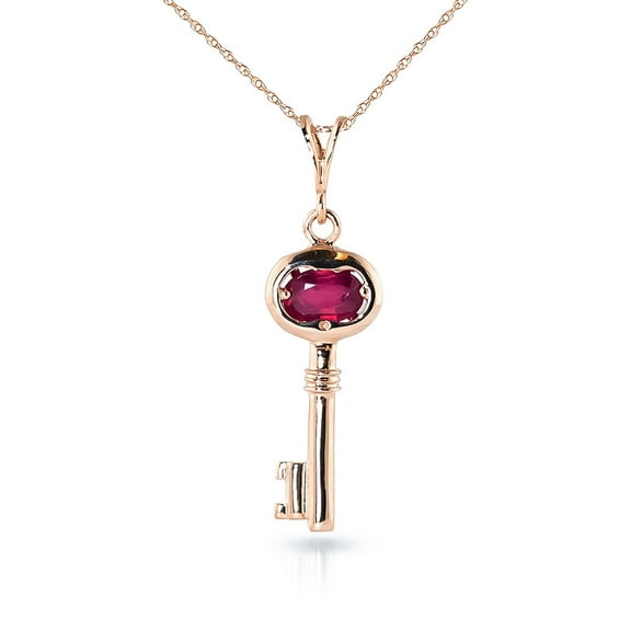 Galaxy Gold 0.5 ct 14k 16" Solid Rose Gold Necklace Ruby Key Pendant Charm Pendant
