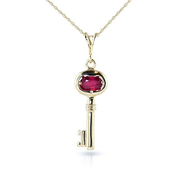 Galaxy Gold 0.5 ct 14k 20" Solid Gold Necklace Ruby Key Pendant Charm Pendant