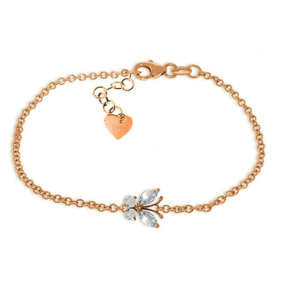 Galaxy Gold 0.6 Carat 14k Solid Rose Gold Butterfly Bracelet Aquamarine