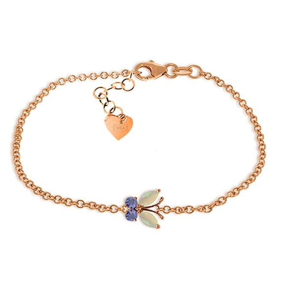 Galaxy Gold 0.6 Carat 14k Solid Rose Gold Butterfly Bracelet Opal Tanzanite