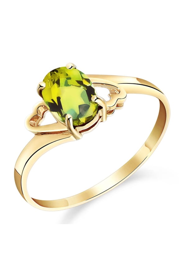 0.75 Carat 14k Solid Gold Ring with Oval-shaped Natural Peridot - Size 10