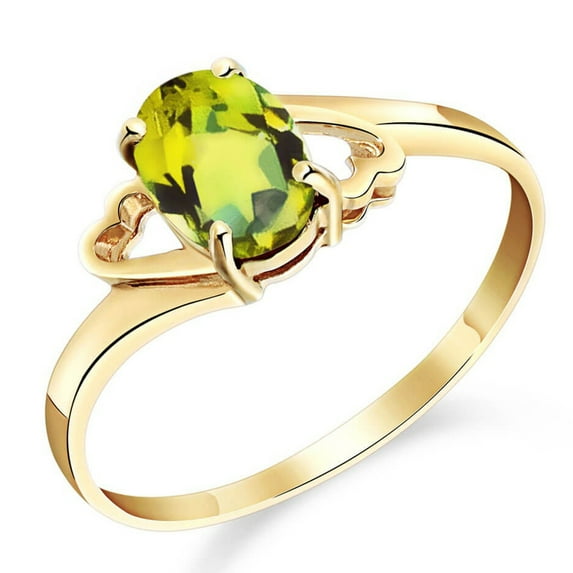Galaxy Gold GG 14K Yellow Gold 0.75 Carat Natural Oval-Shaped Peridot Ring - August Birthstone - Abundance & Joy - Sizes 5.5 to 11 - Fine Jewelry for Women