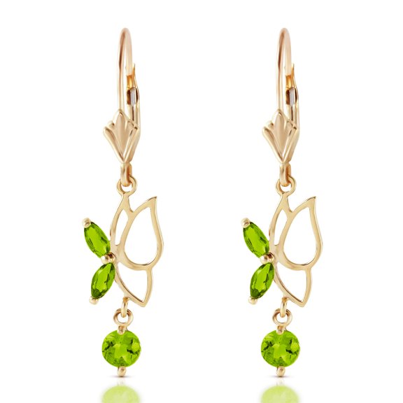Galaxy Gold 14K Yellow Gold 0.8 CTW Natural Peridot Dangle Earrings - August Birthstone - Abundance & Joy - Fine Jewelry for Women