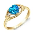thumbnail image 1 of Galaxy Gold 14K Yellow Gold 0.96 CTW Natural Diamonds and Heart-Shaped Blue Topaz Ring - December Birthstone - Communication & Serenity - Sizes 5.5 to 11 - Fine Jewelry for Women, 1 of 2