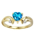 thumbnail image 1 of Galaxy Gold 14K Yellow Gold 0.96 Carat Natural Diamonds and Heart-Shaped Blue Topaz Ring - December Birthstone - Communication & Serenity - Sizes 5.5 to 11 - Fine Jewelry for Women, 1 of 1