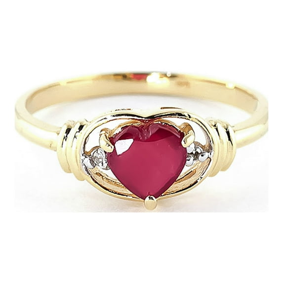 Galaxy Gold 1.01 ct 14K Solid Yellow Gold Embrace of Love Heart Shape Ruby Diamond Ring 4343 (10.5)